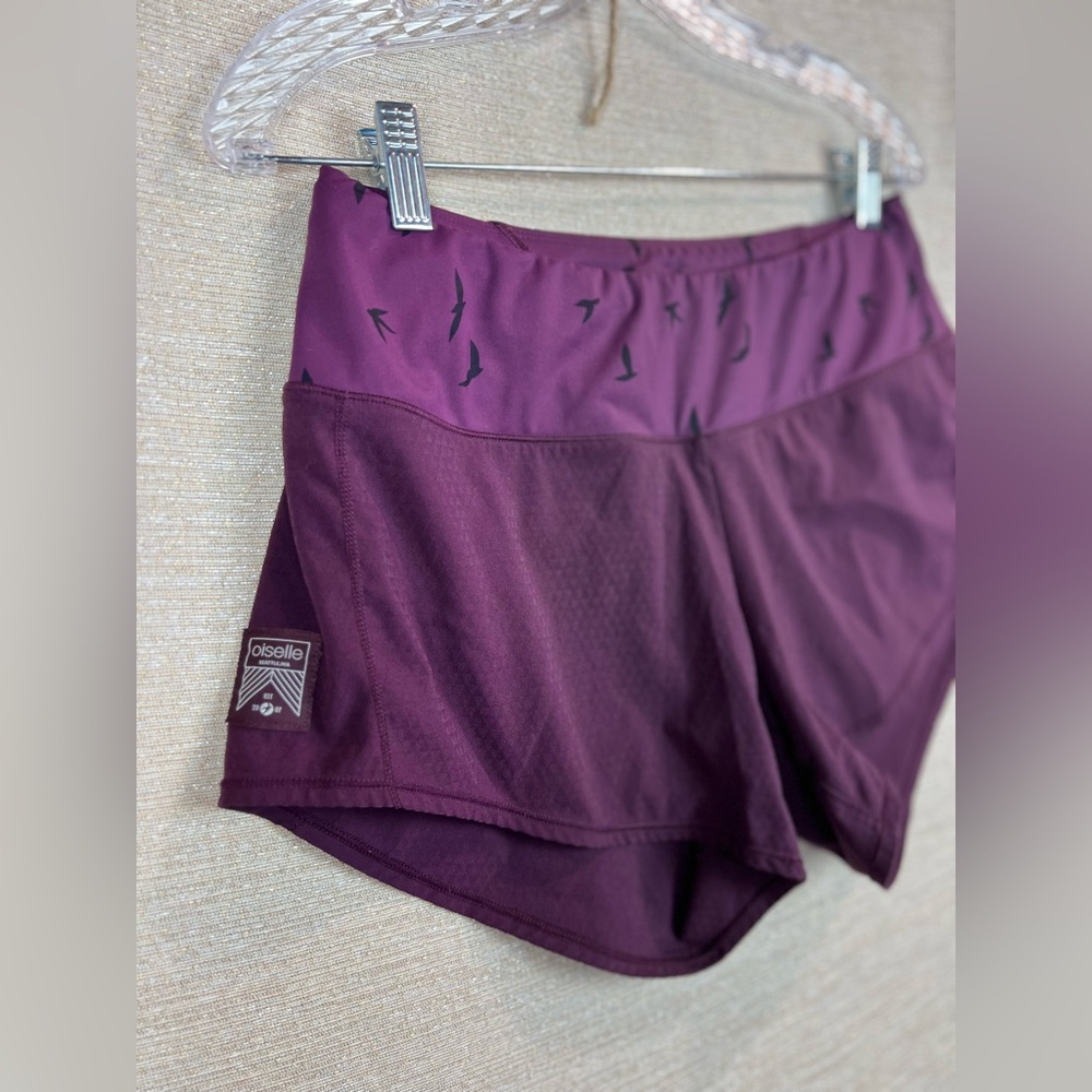 Oiselle Women’s Size 4 Purple Lined 4in Athletic Running Shorts Bird Design - Picture 2 of 10